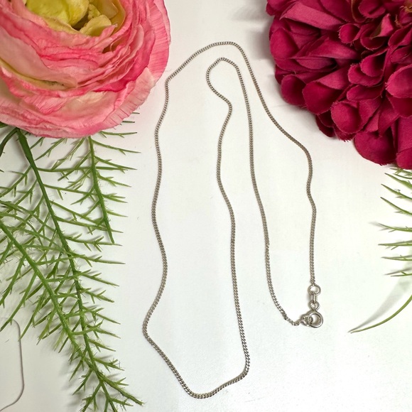 VINTAGE⚜️Long Sterling Silver Chain Twisted Necklace